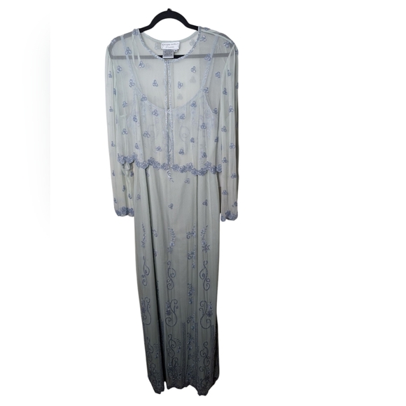 Adrianna Papell Embroidered Silk Maxi Dress and Jacket sz 16 - Picture 1 of 16